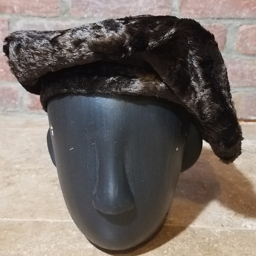 Dark Chocolate Brown Faux Fur Beret